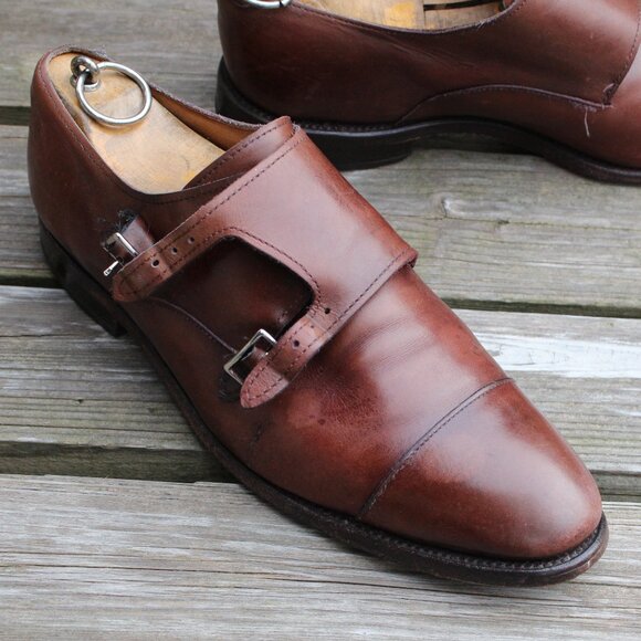 Allen Edmonds Double Monk Strap Cap Toe, Brown Leather, Men's 9 D, Made in USA - Picture 2 of 15